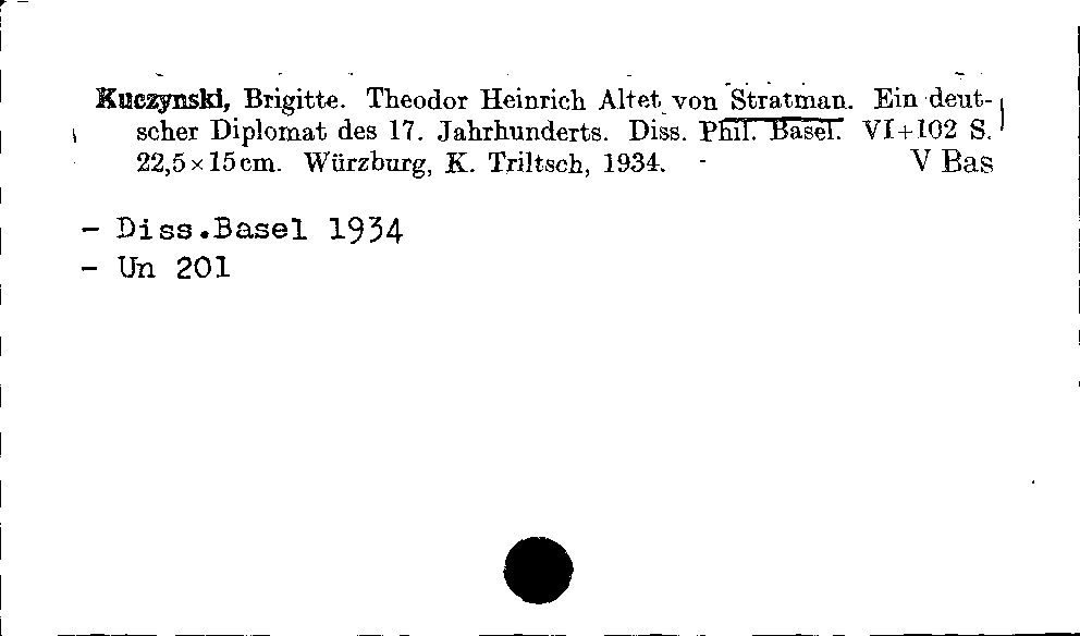 [Katalogkarte Dissertationenkatalog bis 1980]