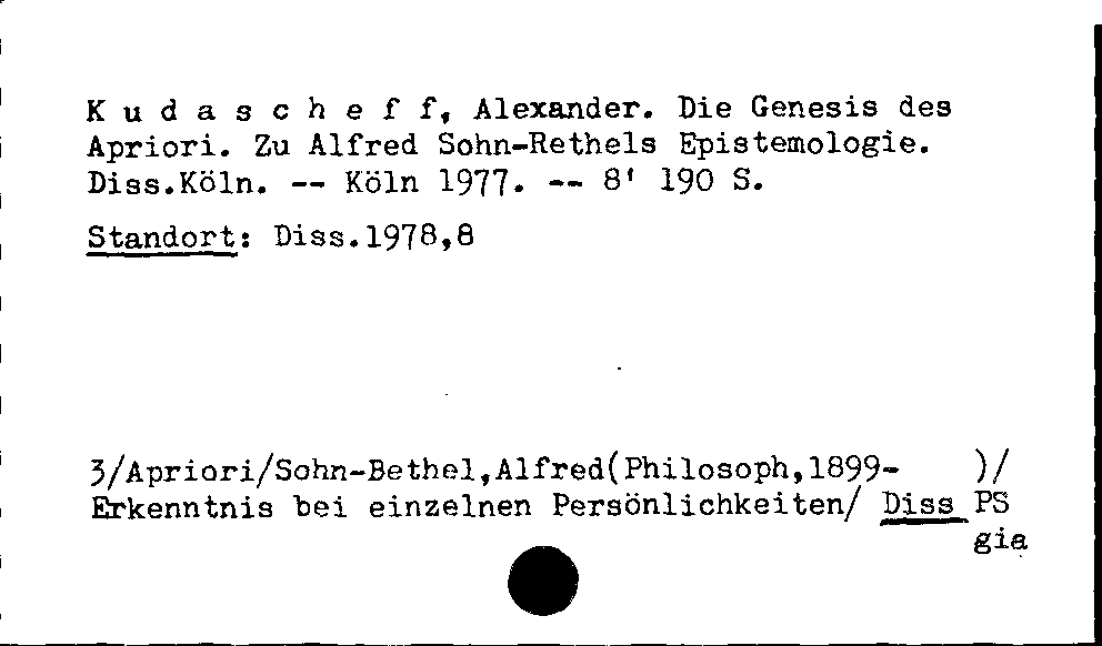 [Katalogkarte Dissertationenkatalog bis 1980]