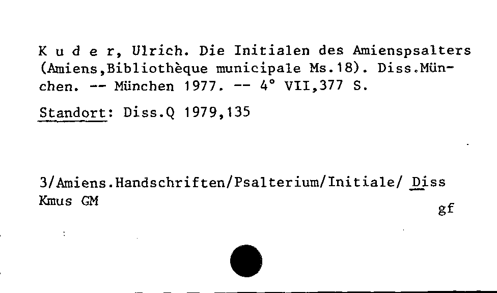 [Katalogkarte Dissertationenkatalog bis 1980]