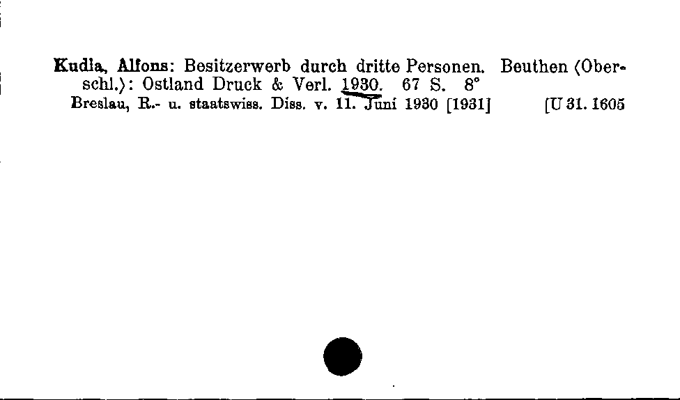 [Katalogkarte Dissertationenkatalog bis 1980]