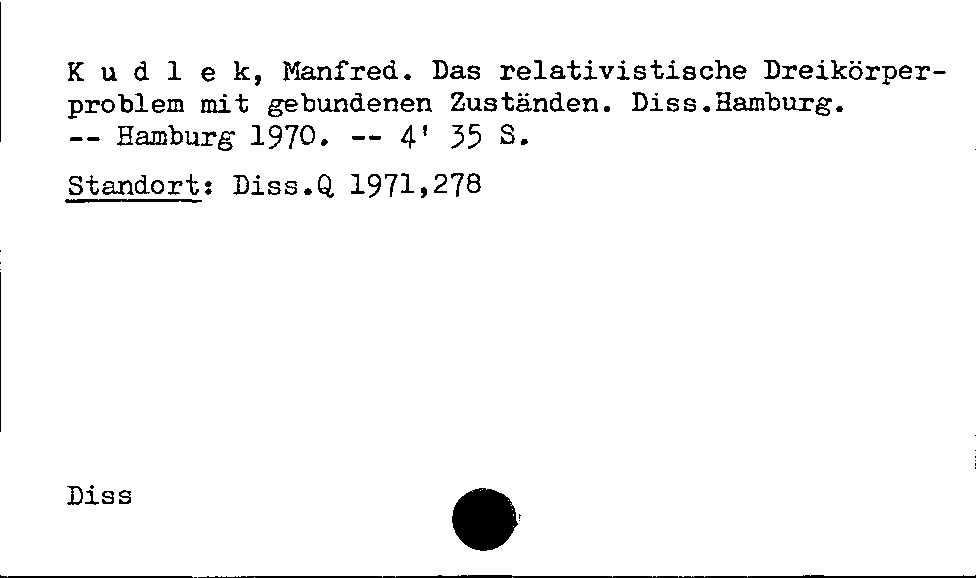 [Katalogkarte Dissertationenkatalog bis 1980]