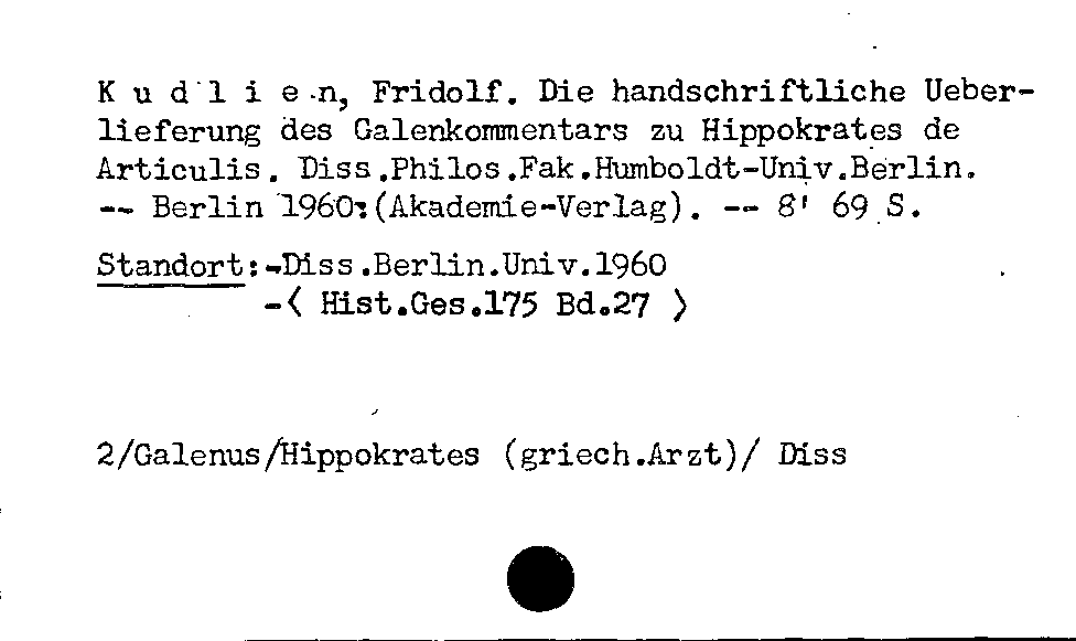 [Katalogkarte Dissertationenkatalog bis 1980]