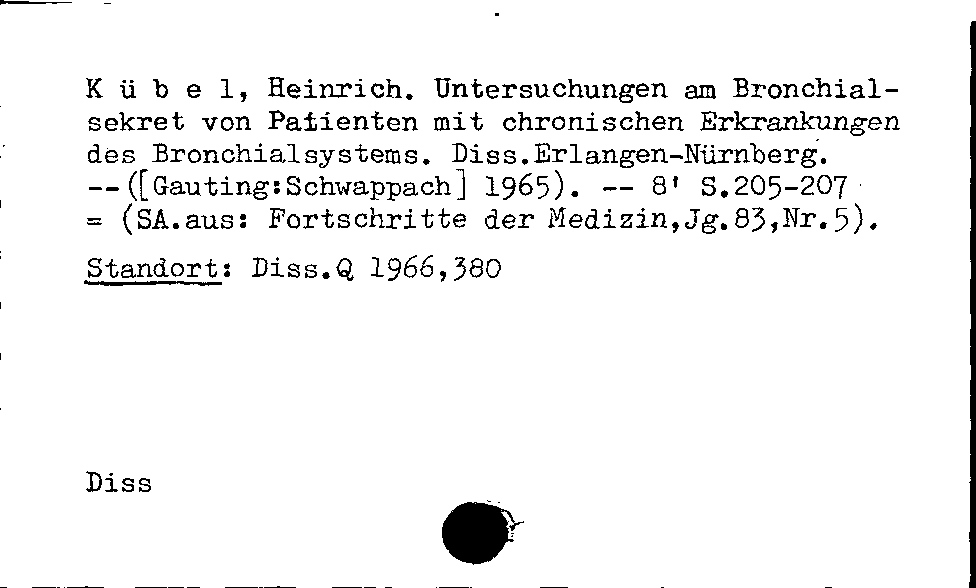 [Katalogkarte Dissertationenkatalog bis 1980]