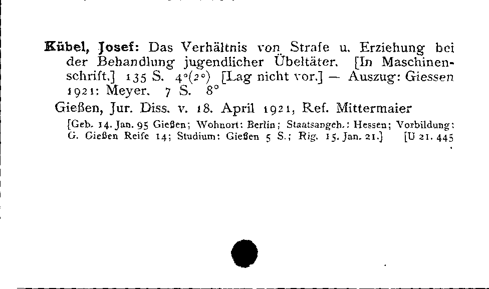 [Katalogkarte Dissertationenkatalog bis 1980]