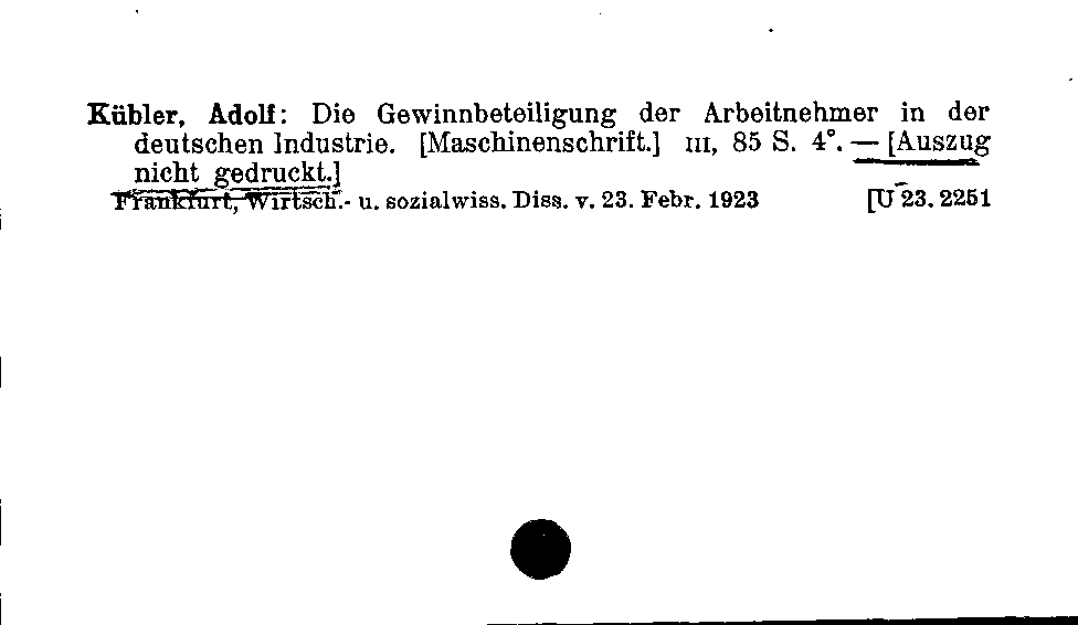 [Katalogkarte Dissertationenkatalog bis 1980]