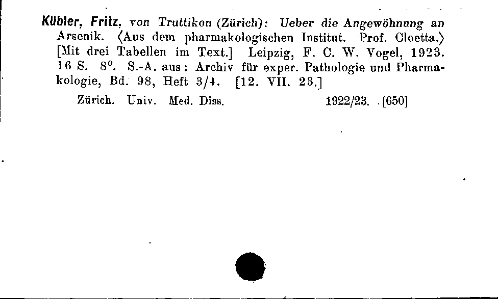 [Katalogkarte Dissertationenkatalog bis 1980]