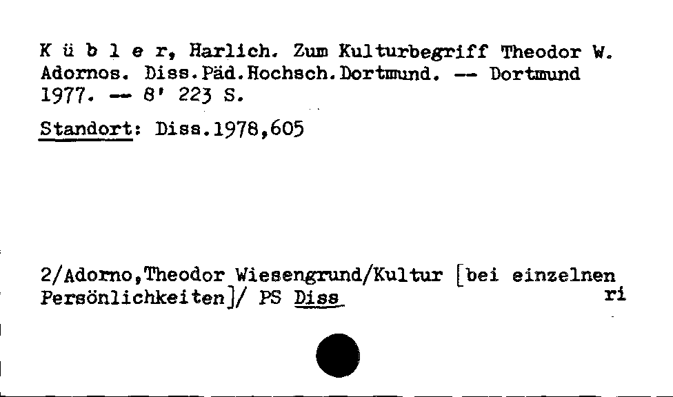 [Katalogkarte Dissertationenkatalog bis 1980]