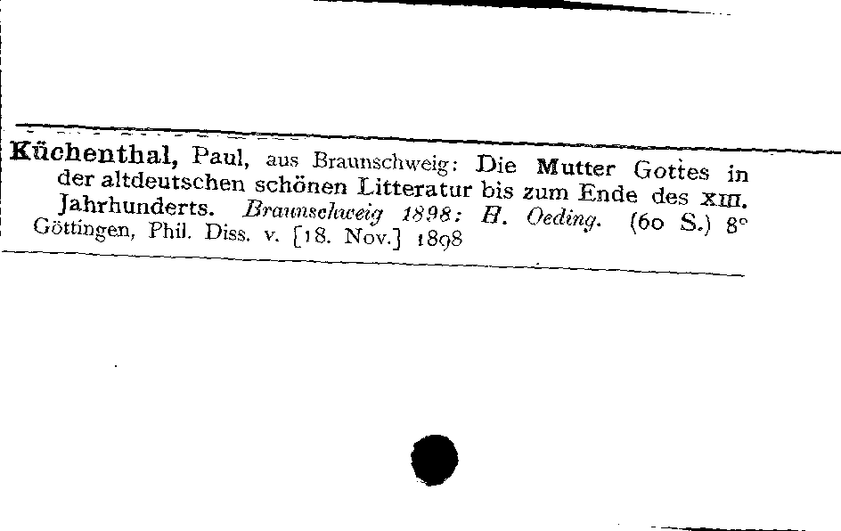 [Katalogkarte Dissertationenkatalog bis 1980]