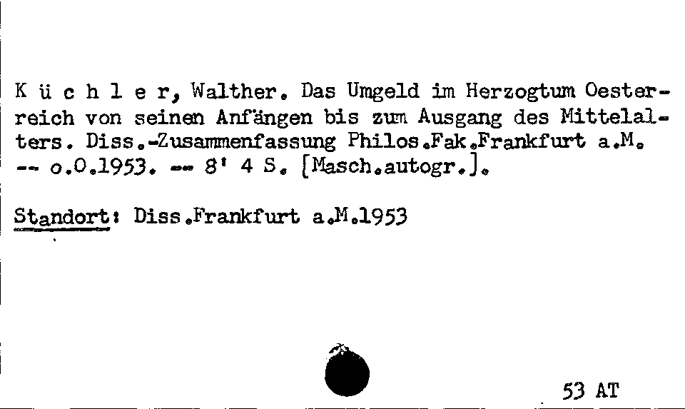 [Katalogkarte Dissertationenkatalog bis 1980]