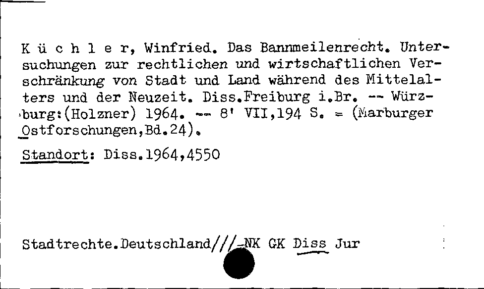 [Katalogkarte Dissertationenkatalog bis 1980]