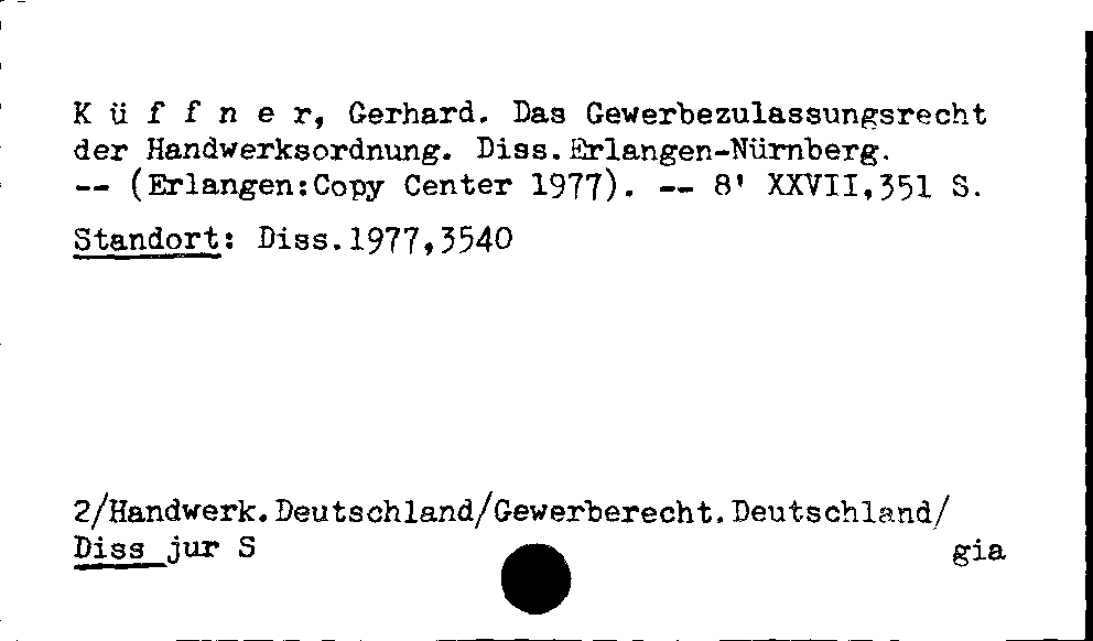 [Katalogkarte Dissertationenkatalog bis 1980]