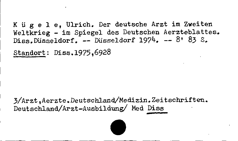 [Katalogkarte Dissertationenkatalog bis 1980]