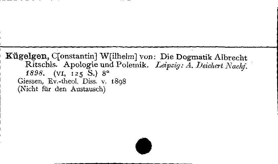 [Katalogkarte Dissertationenkatalog bis 1980]