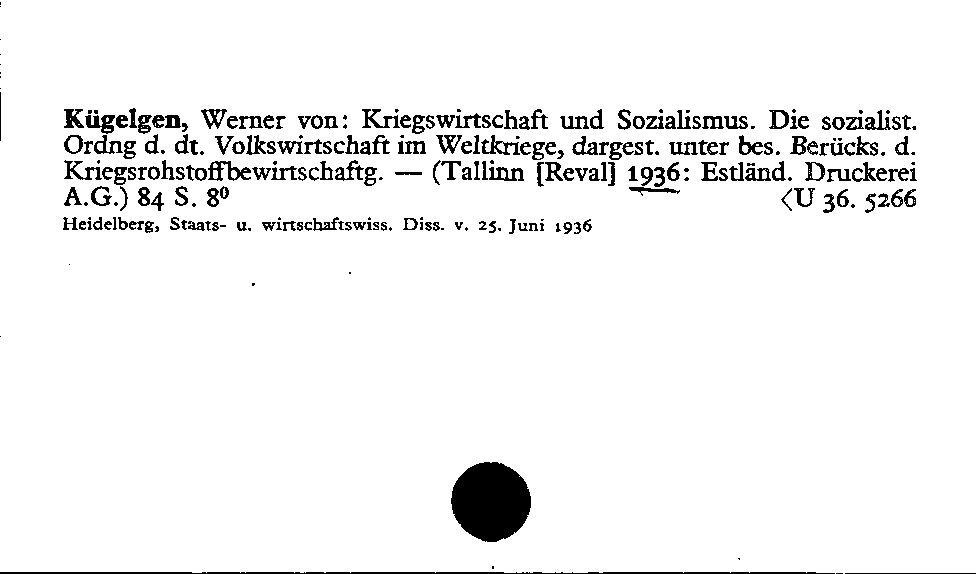 [Katalogkarte Dissertationenkatalog bis 1980]