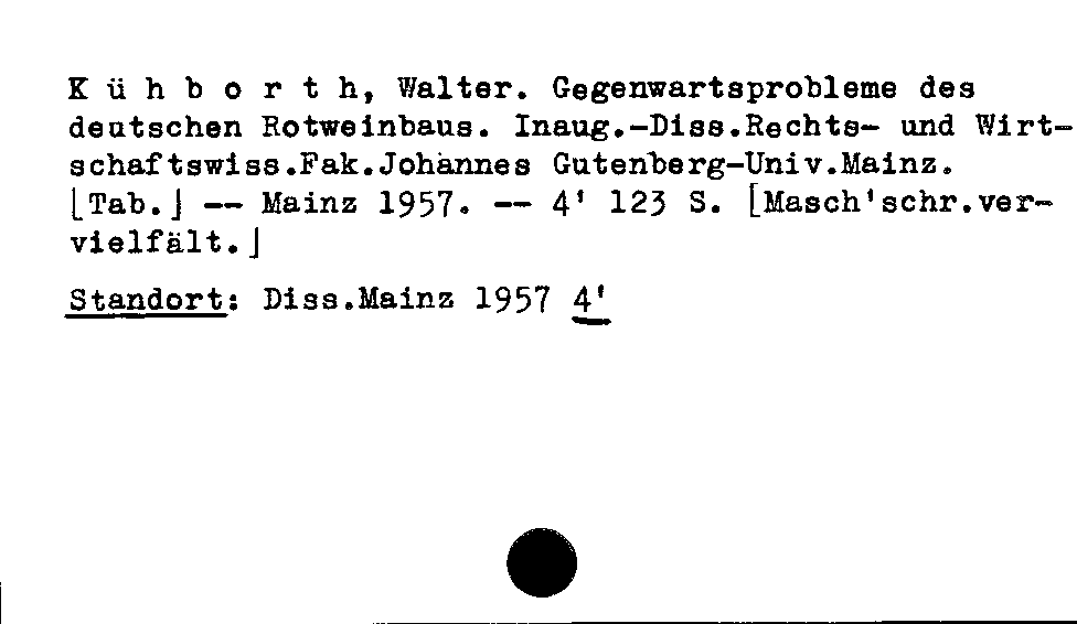 [Katalogkarte Dissertationenkatalog bis 1980]