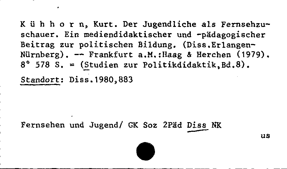 [Katalogkarte Dissertationenkatalog bis 1980]