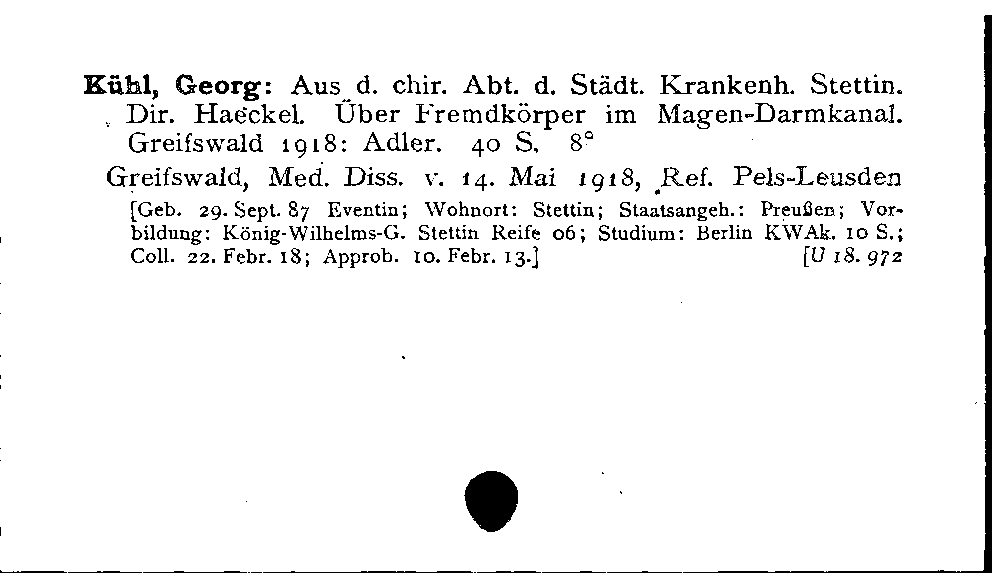 [Katalogkarte Dissertationenkatalog bis 1980]