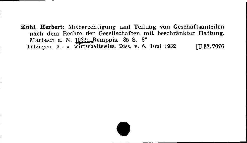 [Katalogkarte Dissertationenkatalog bis 1980]