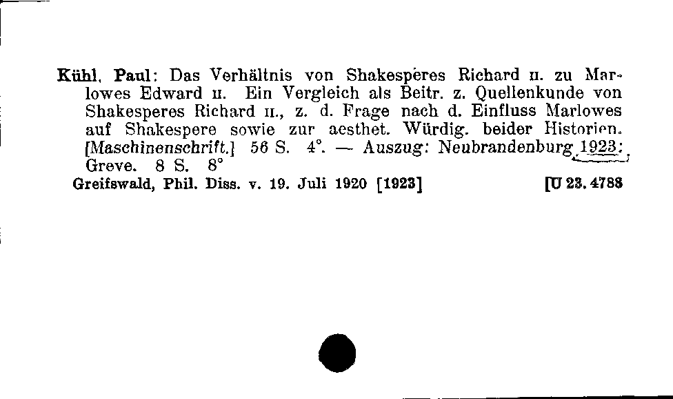 [Katalogkarte Dissertationenkatalog bis 1980]