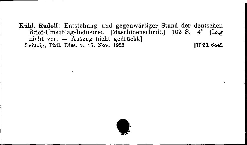 [Katalogkarte Dissertationenkatalog bis 1980]