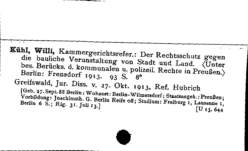 [Katalogkarte Dissertationenkatalog bis 1980]