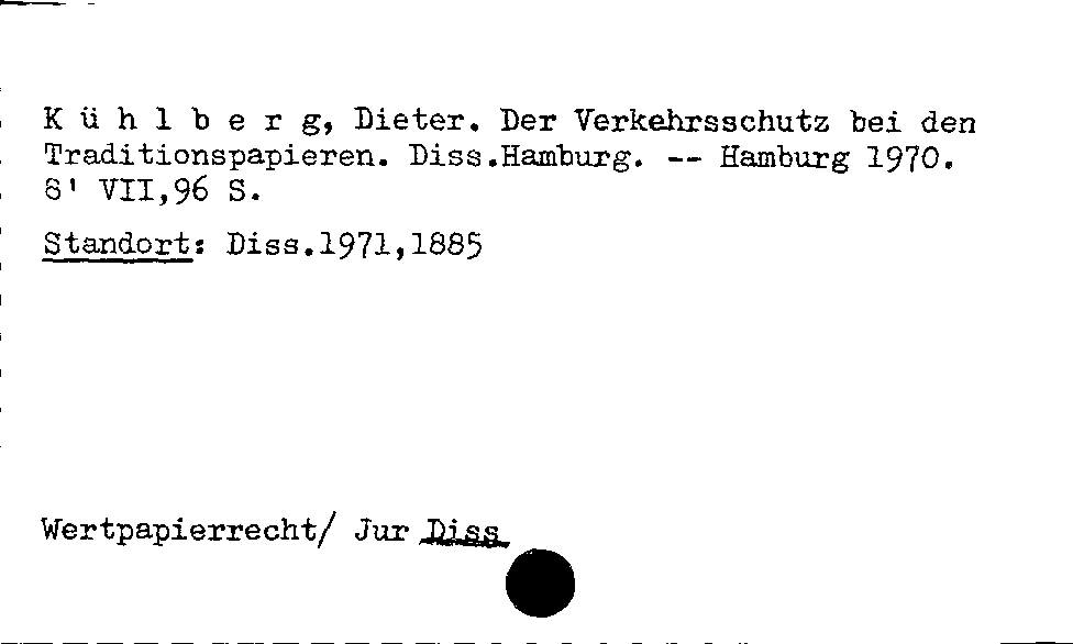 [Katalogkarte Dissertationenkatalog bis 1980]