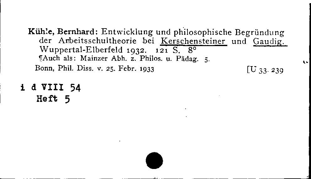 [Katalogkarte Dissertationenkatalog bis 1980]