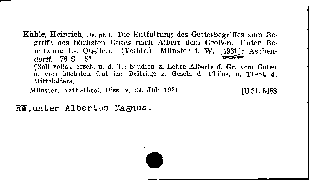 [Katalogkarte Dissertationenkatalog bis 1980]