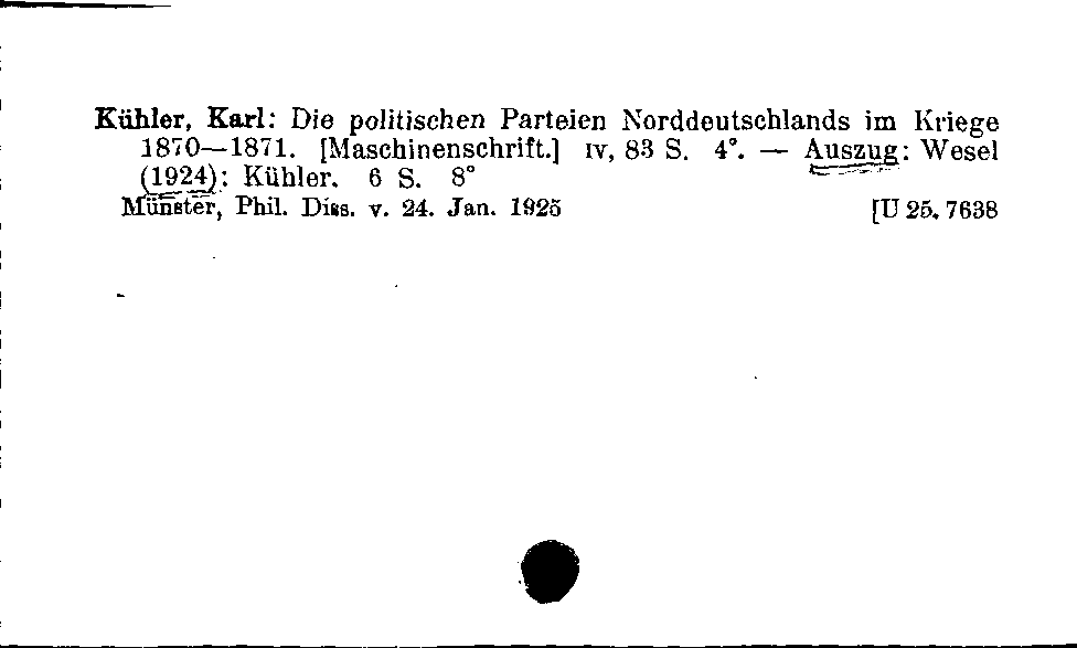 [Katalogkarte Dissertationenkatalog bis 1980]