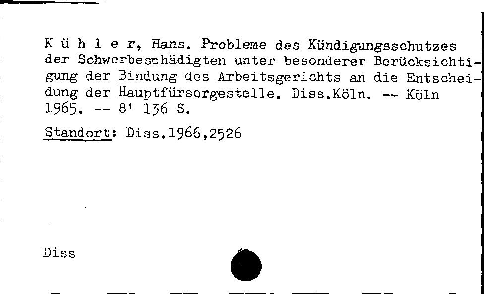 [Katalogkarte Dissertationenkatalog bis 1980]