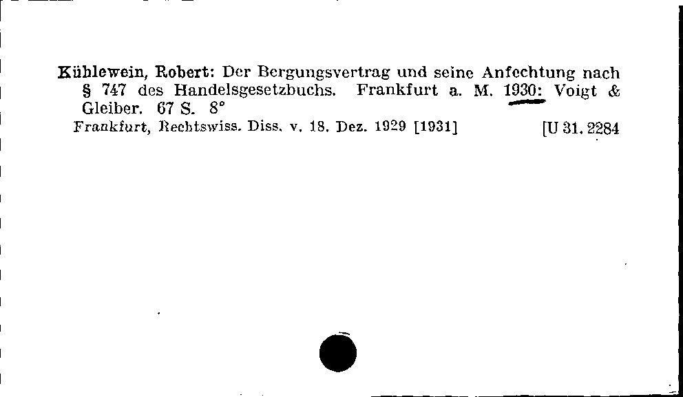 [Katalogkarte Dissertationenkatalog bis 1980]