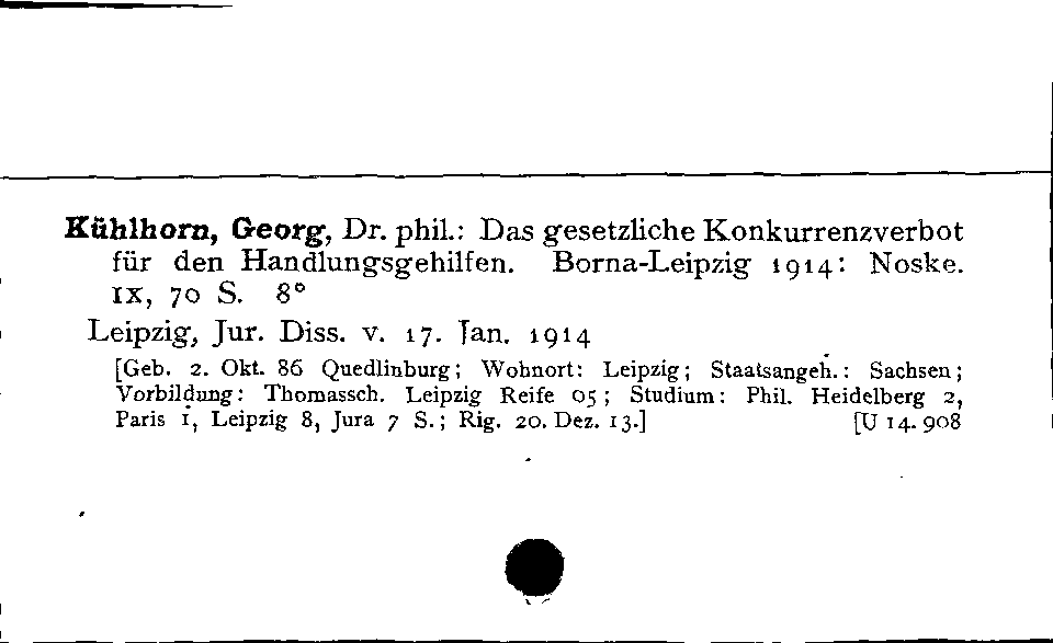 [Katalogkarte Dissertationenkatalog bis 1980]