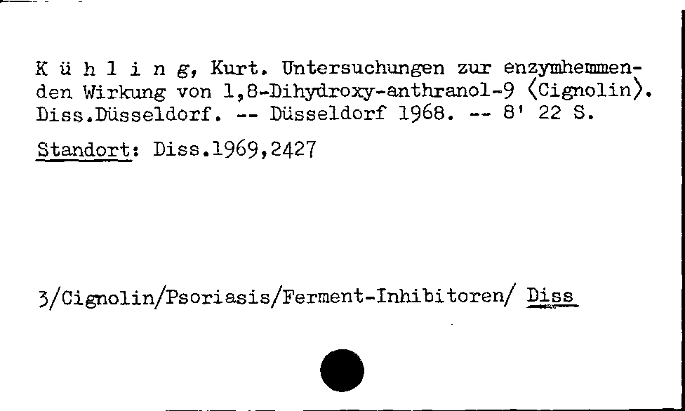 [Katalogkarte Dissertationenkatalog bis 1980]