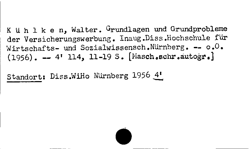 [Katalogkarte Dissertationenkatalog bis 1980]