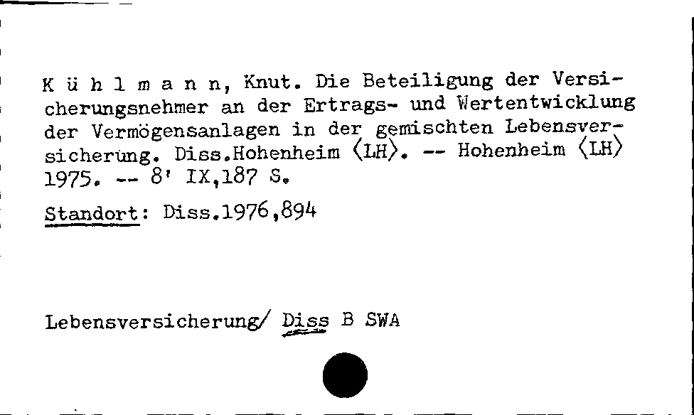 [Katalogkarte Dissertationenkatalog bis 1980]