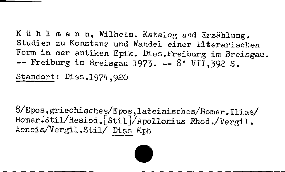 [Katalogkarte Dissertationenkatalog bis 1980]