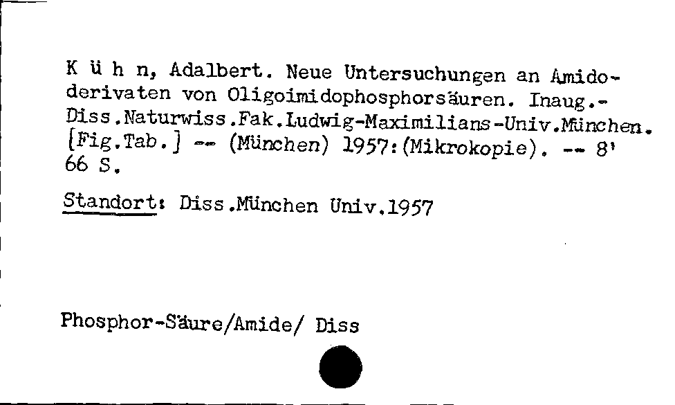 [Katalogkarte Dissertationenkatalog bis 1980]