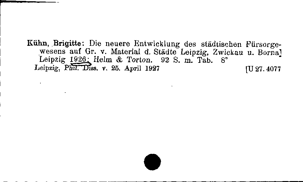 [Katalogkarte Dissertationenkatalog bis 1980]