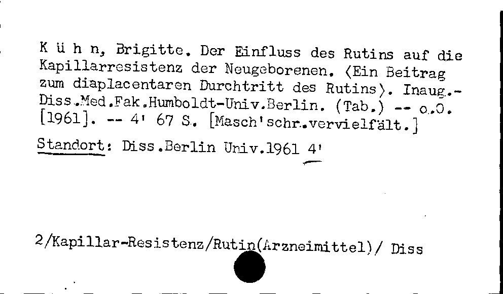 [Katalogkarte Dissertationenkatalog bis 1980]