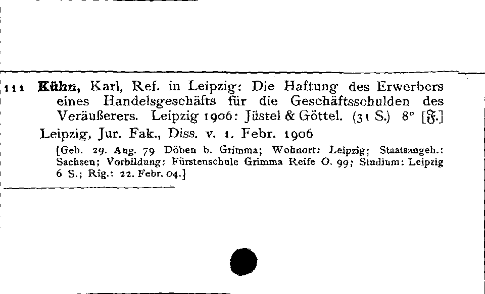 [Katalogkarte Dissertationenkatalog bis 1980]