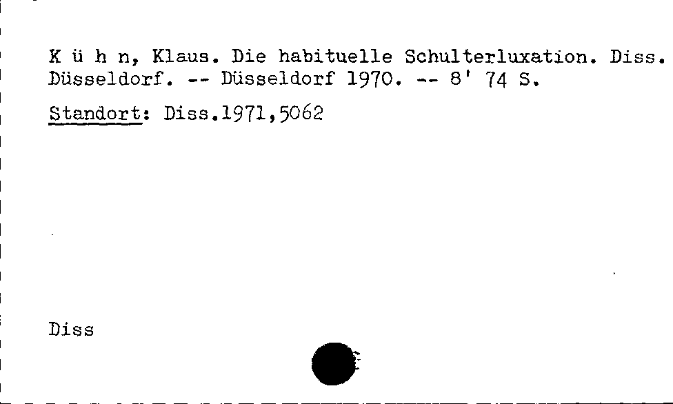 [Katalogkarte Dissertationenkatalog bis 1980]