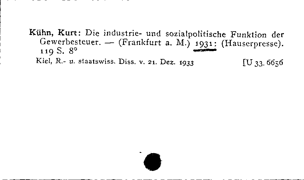 [Katalogkarte Dissertationenkatalog bis 1980]