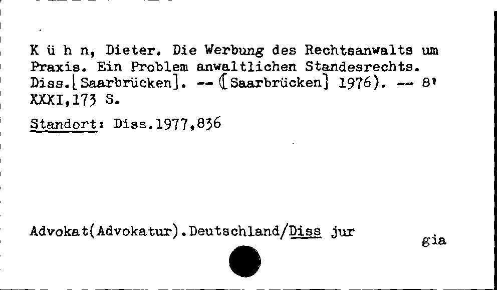 [Katalogkarte Dissertationenkatalog bis 1980]