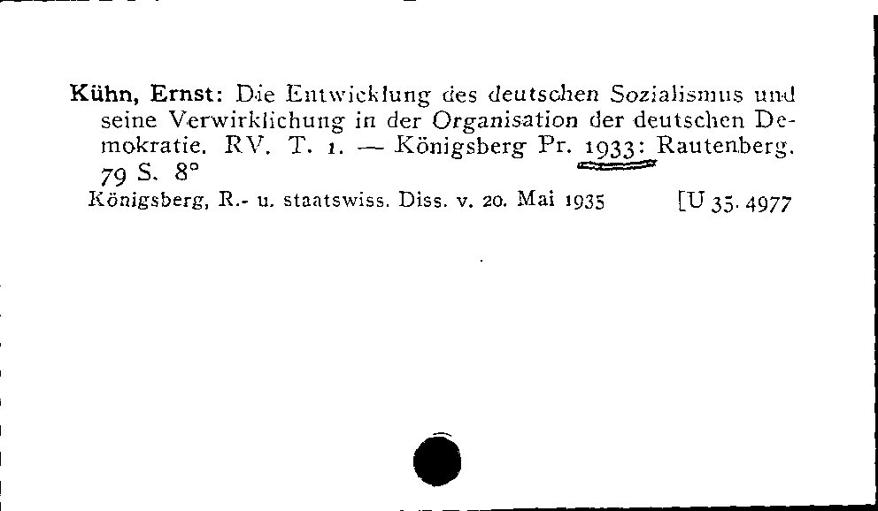 [Katalogkarte Dissertationenkatalog bis 1980]