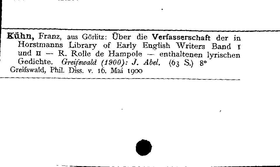 [Katalogkarte Dissertationenkatalog bis 1980]