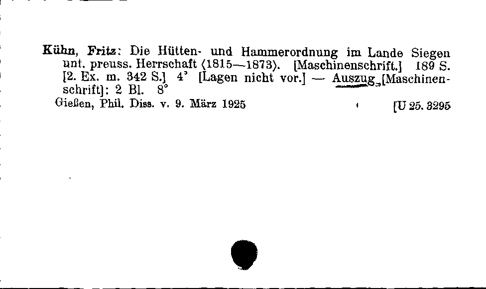 [Katalogkarte Dissertationenkatalog bis 1980]