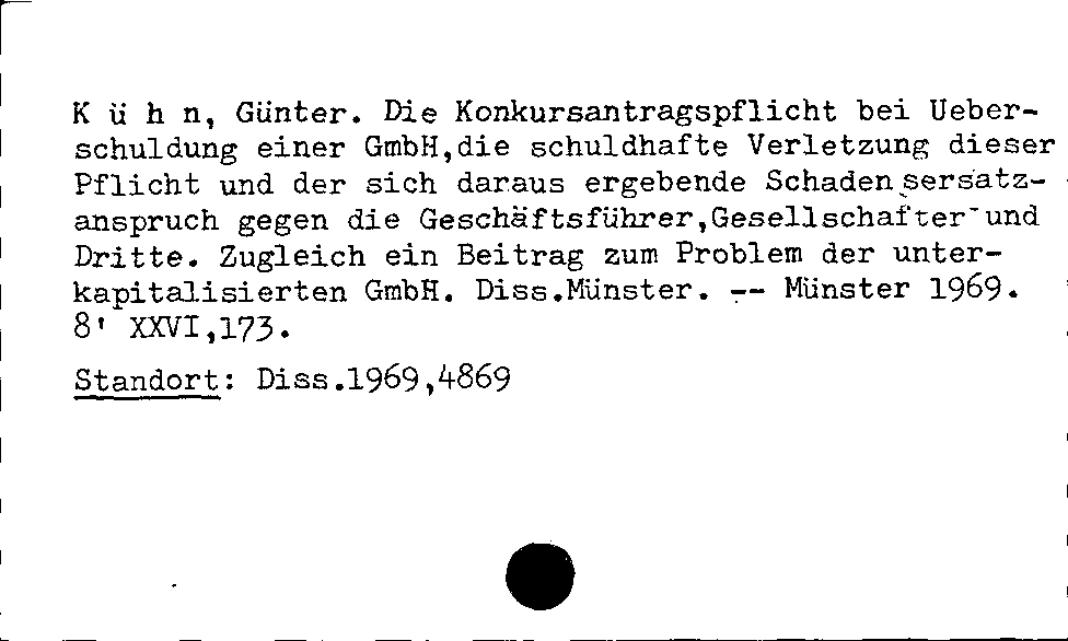 [Katalogkarte Dissertationenkatalog bis 1980]