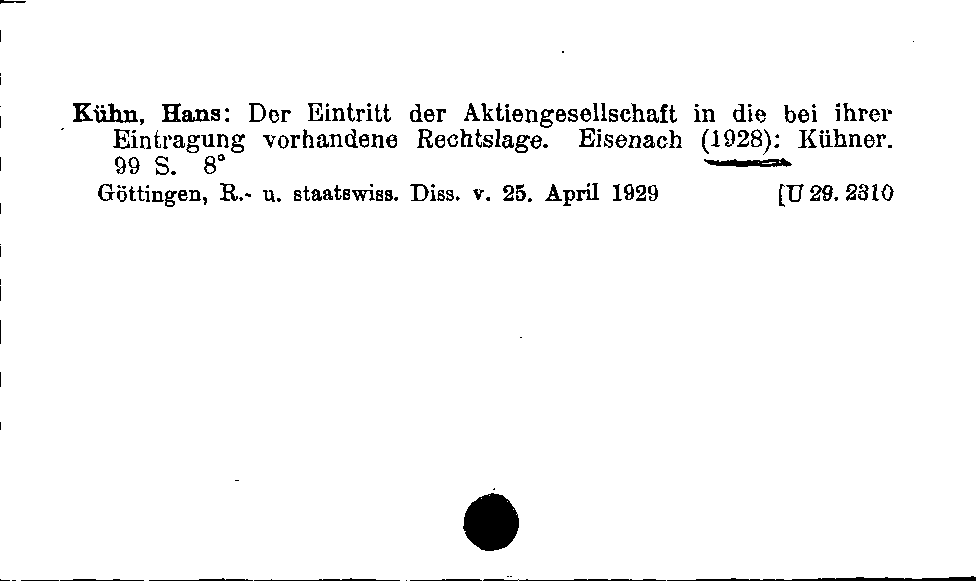 [Katalogkarte Dissertationenkatalog bis 1980]