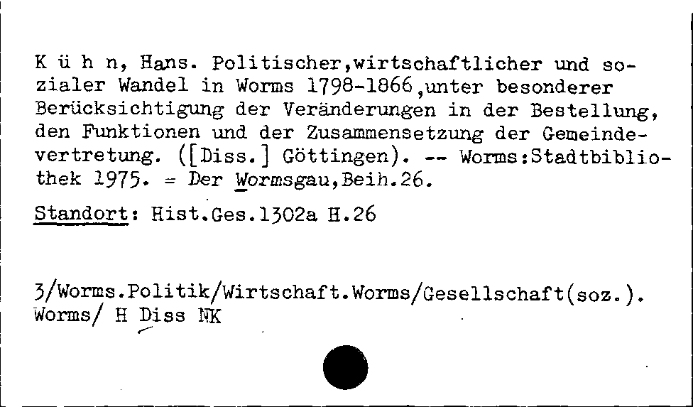 [Katalogkarte Dissertationenkatalog bis 1980]