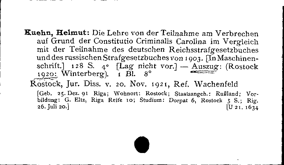 [Katalogkarte Dissertationenkatalog bis 1980]